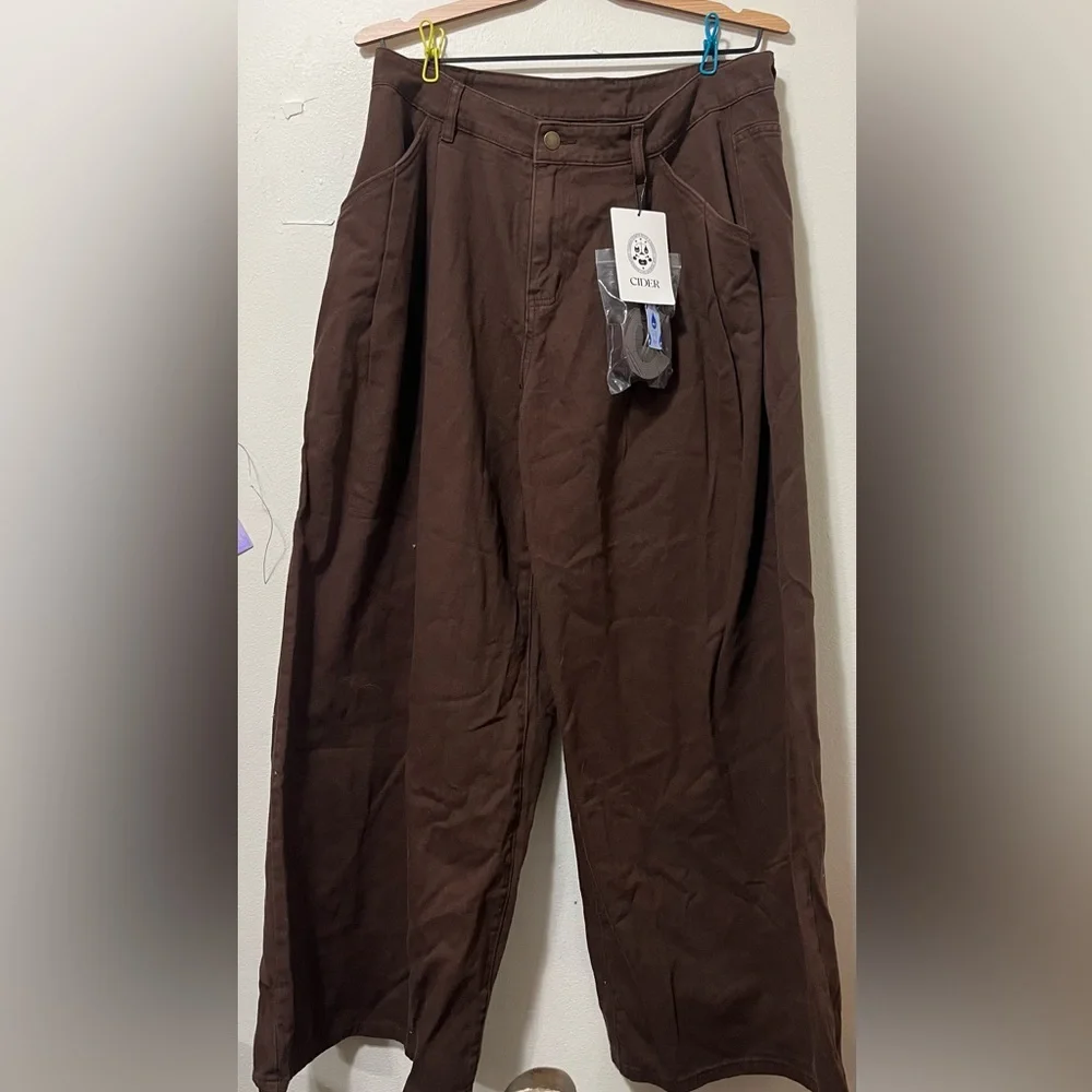Cider Women's Dark Brown Wide Leg Pants - Picture 1 of 4